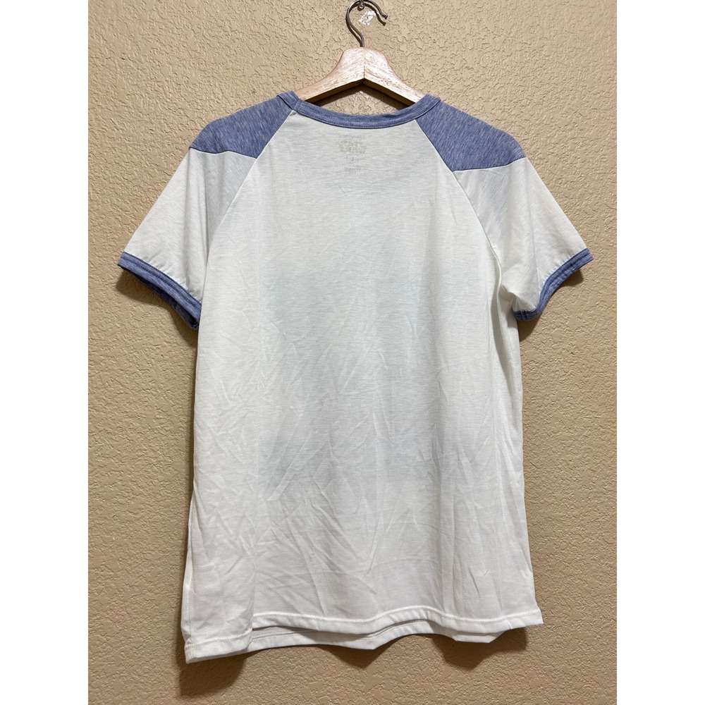 Disney Parks Large Star Wars C-3PO Raglan Tee White Blue Retro Don't Blame Me - Picture 2 of 11